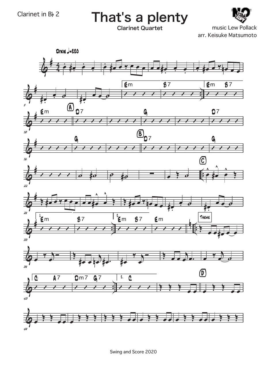 That's a plenty That's a plenty Clarinet Quartet scores gallery preview page 3