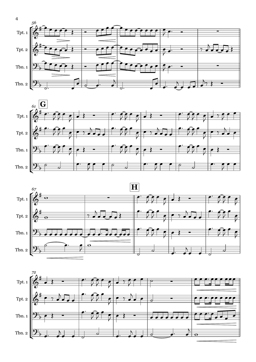 When The Stars Go Blue When The Stars Go Blue Brass Quartet scores gallery preview page 4