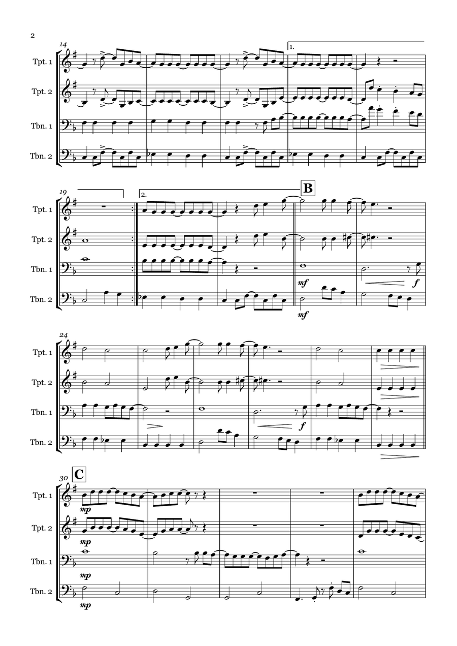 With A Little Help From My Friends Brass Quartet scores gallery preview page 2