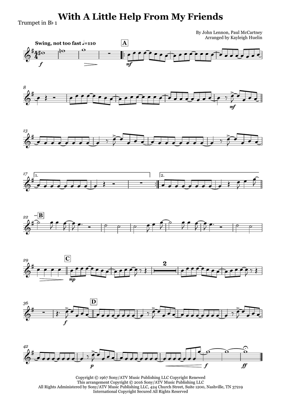 With A Little Help From My Friends Brass Quartet scores gallery preview page 4