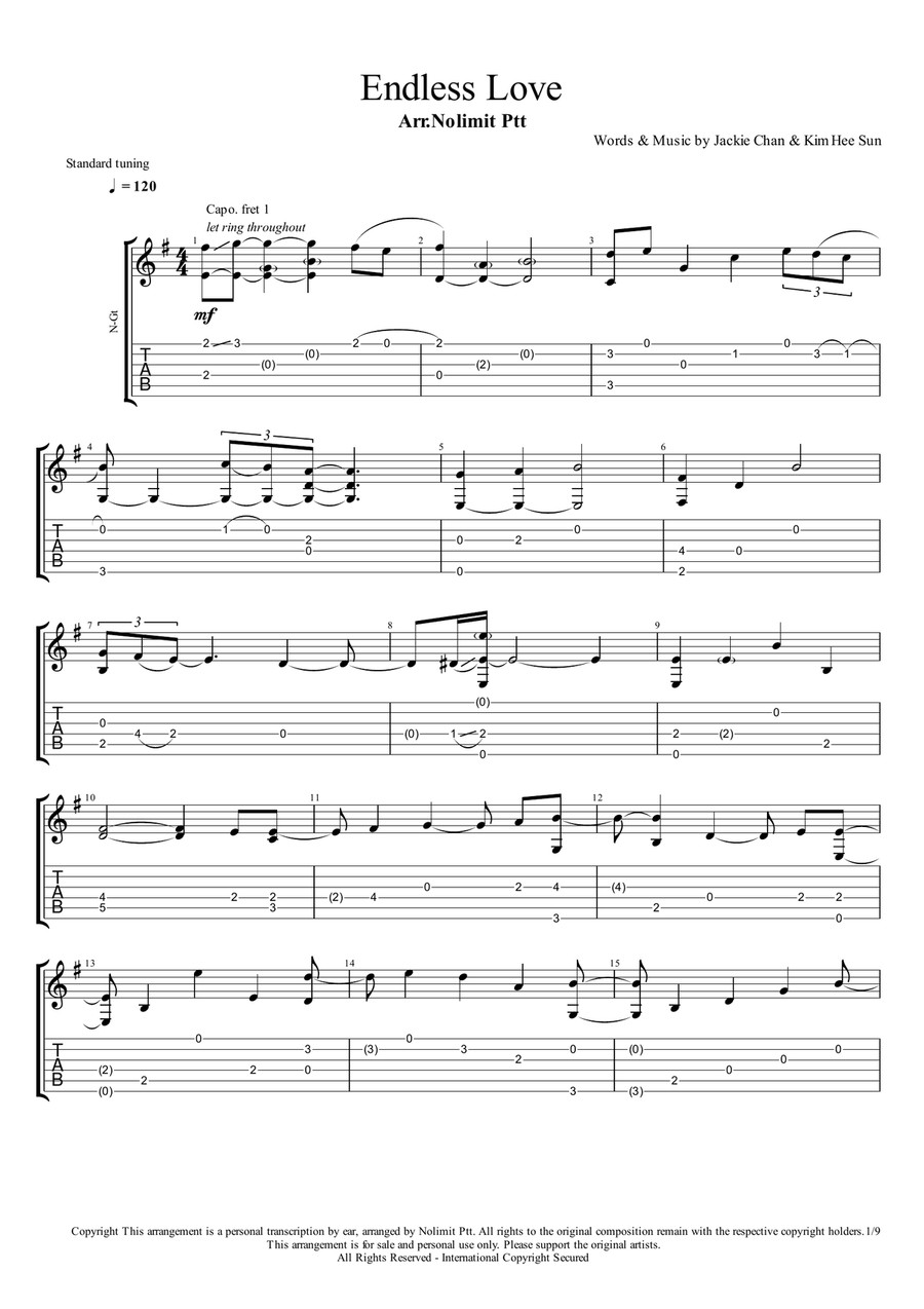 Endless Love Acoustic Guitar scores gallery preview page 1