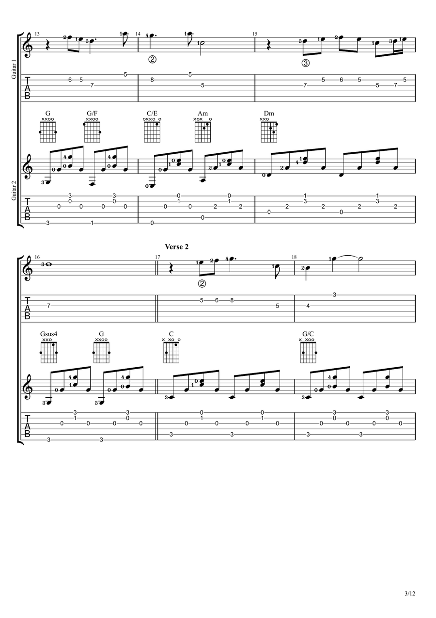Tenang Tenang Guitar Ensemble scores gallery preview page 3