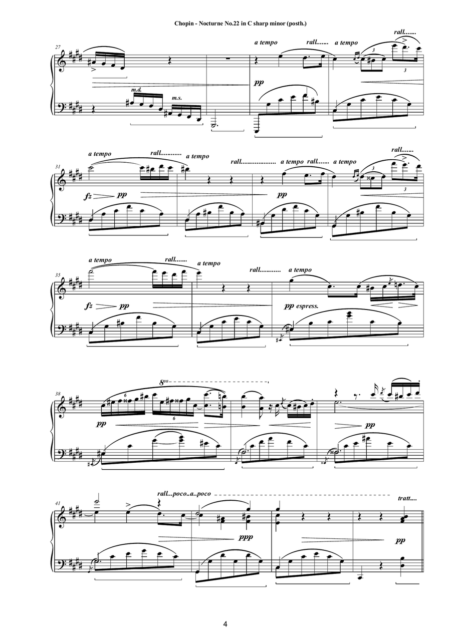 Chopin - Nocturne No.22 in C sharp minor (posth.) for Piano Piano Solo scores gallery preview page 4