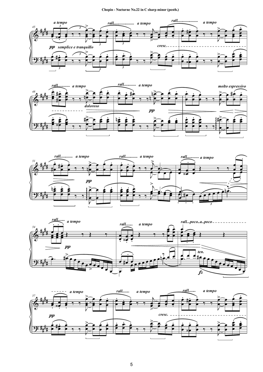 Chopin - Nocturne No.22 in C sharp minor (posth.) for Piano Piano Solo scores gallery preview page 5