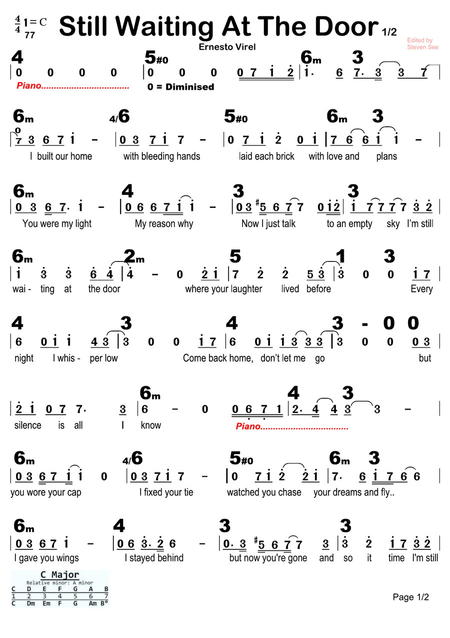 Still Waiting At The Door Piano scores gallery preview page 1