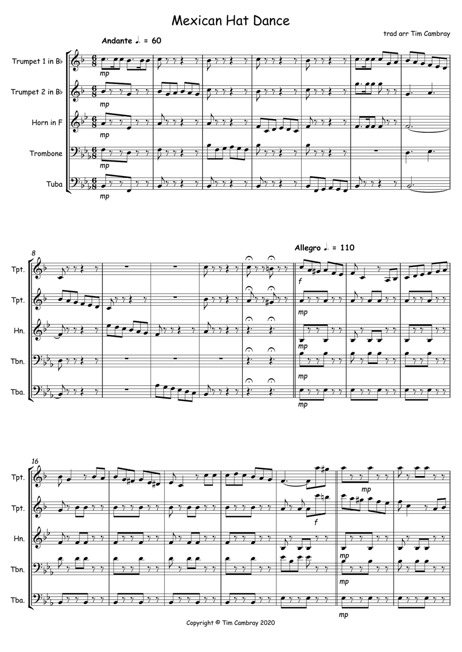 The Mexican Hat Dance The Mexican Hat Dance Brass Quintet scores gallery preview page 1