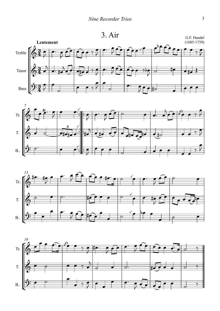 Nine Recorder Trios for treble, tenor and bass recorders Chamber Music scores gallery preview page 5
