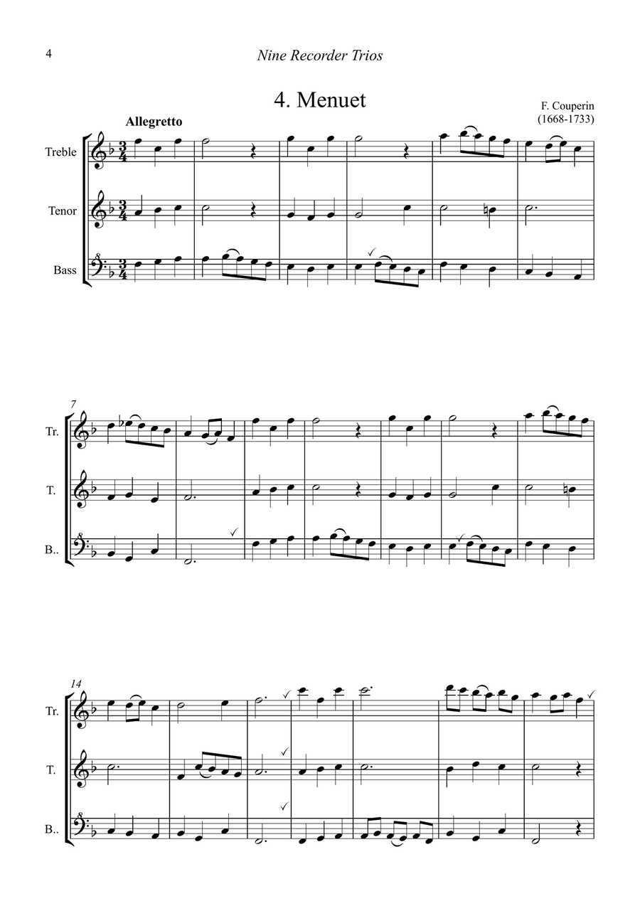 Nine Recorder Trios for treble, tenor and bass recorders Chamber Music scores gallery preview page 6