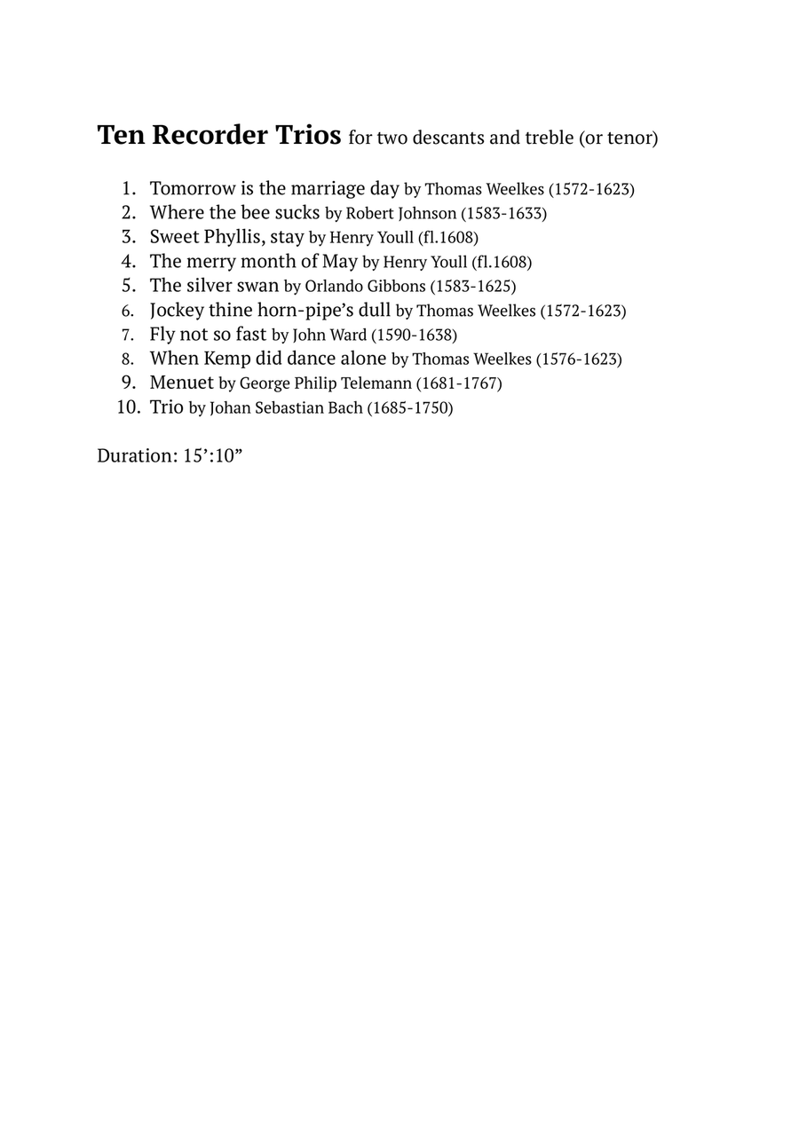 Ten Recorder Trios for two descants and treble (or tenor) Chamber Music scores gallery preview page 2