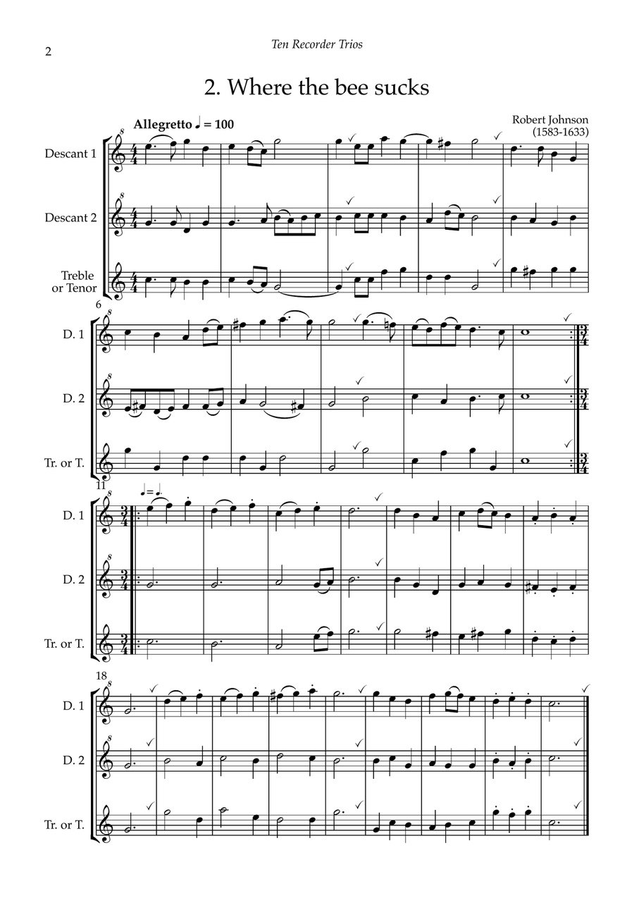 Ten Recorder Trios for two descants and treble (or tenor) Chamber Music scores gallery preview page 4