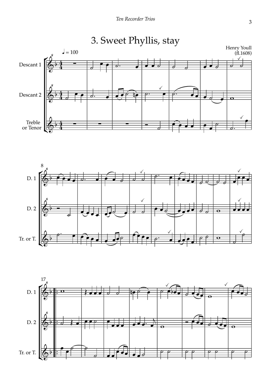 Ten Recorder Trios for two descants and treble (or tenor) Chamber Music scores gallery preview page 5