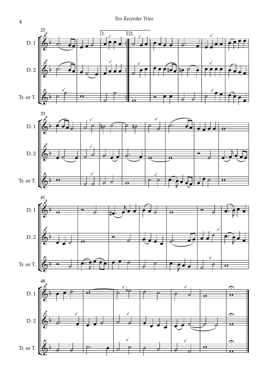 Ten Recorder Trios for two descants and treble (or tenor) Chamber Music scores gallery preview page 6