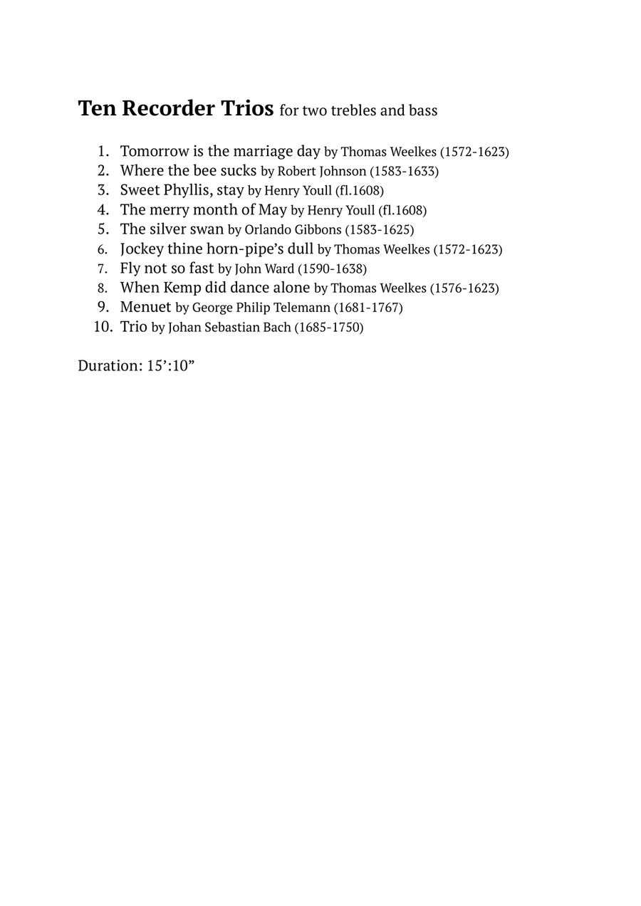 Ten Recorder Trios for two trebles and bass Chamber Music scores gallery preview page 2