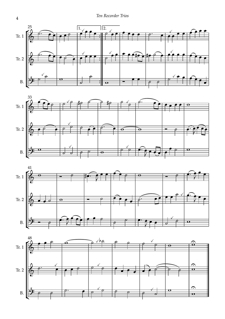 Ten Recorder Trios for two trebles and bass Chamber Music scores gallery preview page 6
