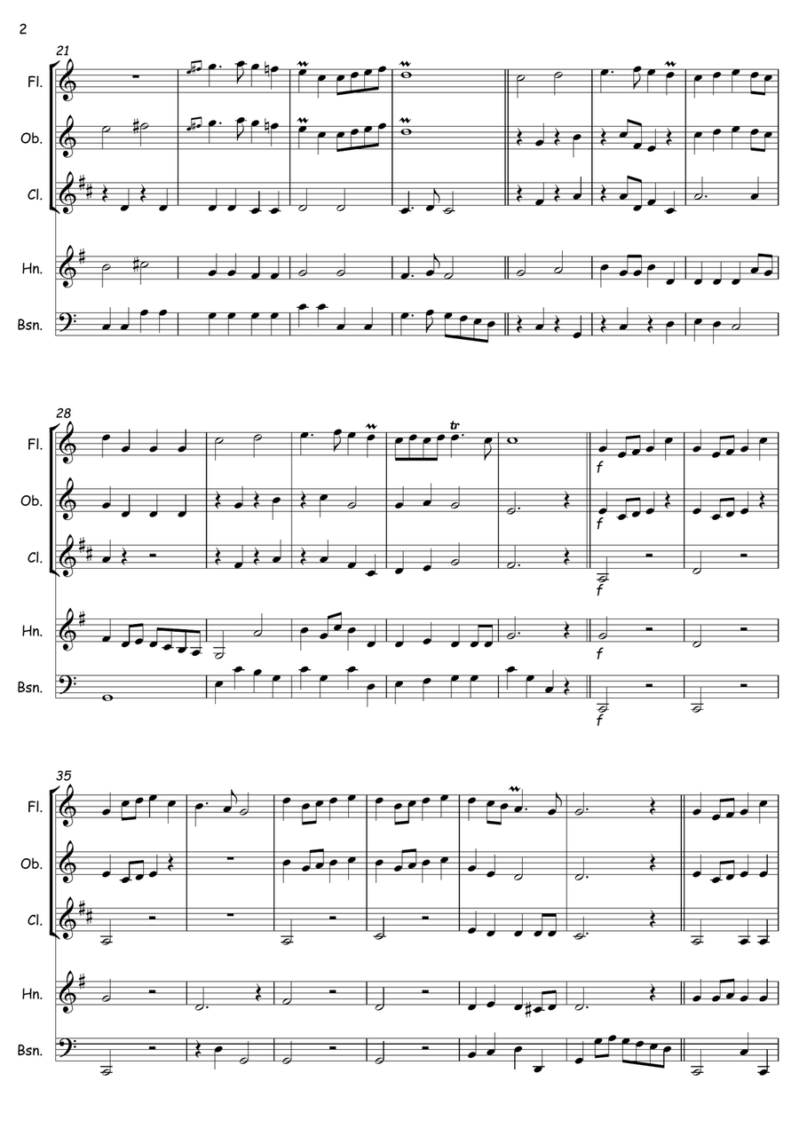 Prince of Denmark's March Woodwind Quintet scores gallery preview page 2