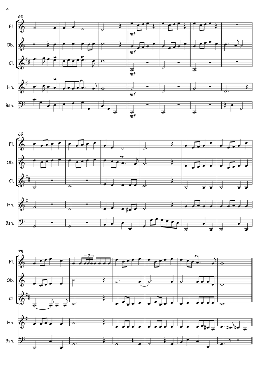 Prince of Denmark's March Woodwind Quintet scores gallery preview page 4