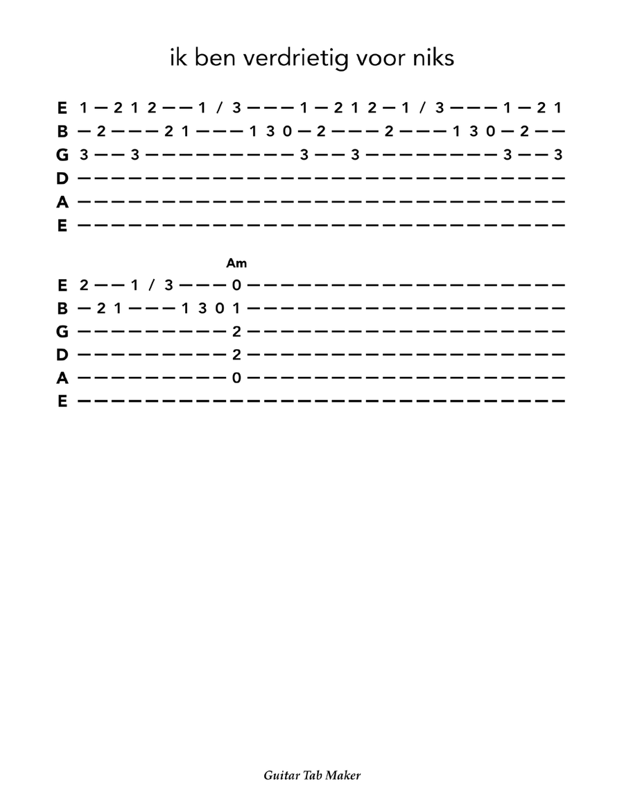 I’m sad for nothing I’m sad for nothing Acoustic Guitar scores gallery preview page 1