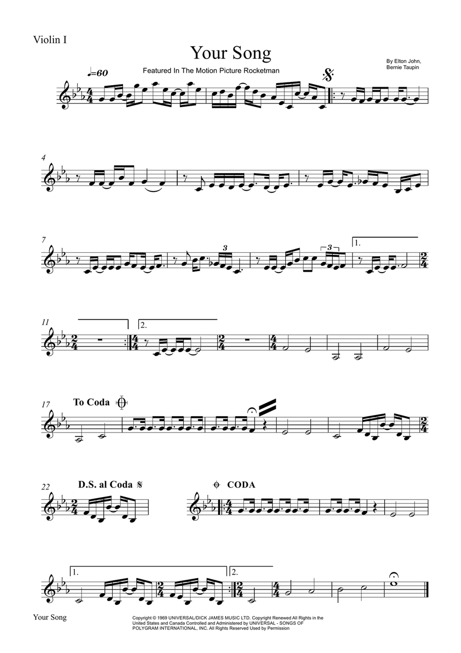 Your Song Your Song String Quartet scores gallery preview page 4