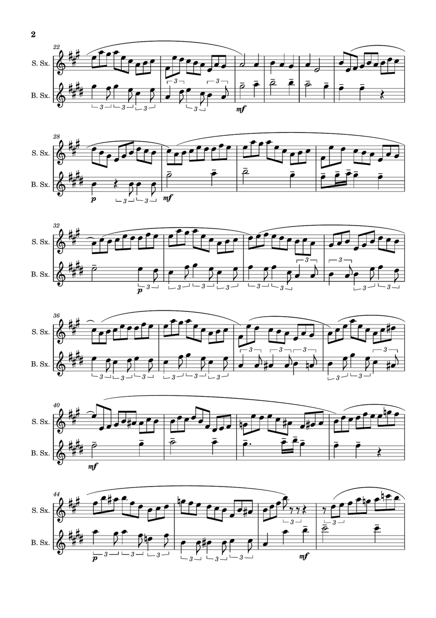 J. S. Bach - Jesu, Joy of Man´s Desiring. S. Sax. and B. Sax. Woodwind Duet scores gallery preview page 2