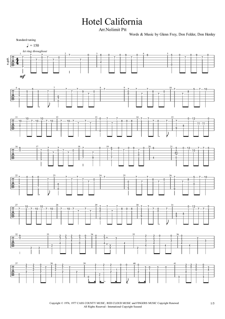 Hotel California Acoustic Guitar scores gallery preview page 1