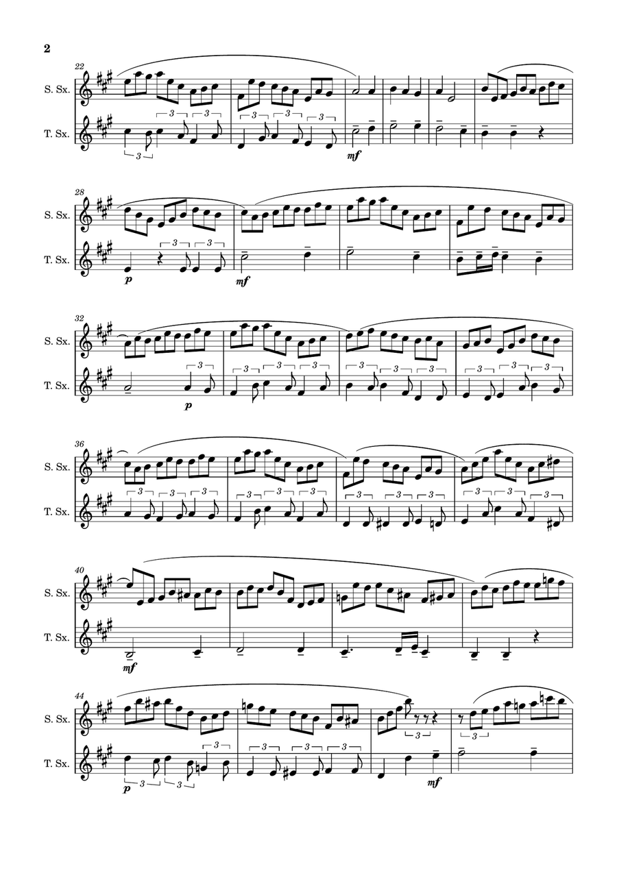 J. S. Bach - Jesu, Joy of Man´s Desiring. S. Sax. and T. Sax. Woodwind Duet scores gallery preview page 2