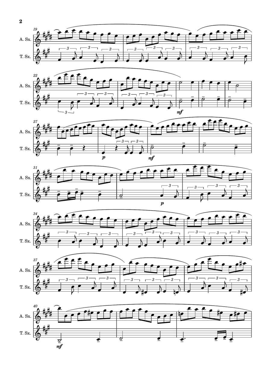 J. S. Bach - Jesu, Joy of Man´s Desiring. A. Sax. and T. Sax. Woodwind Duet scores gallery preview page 2