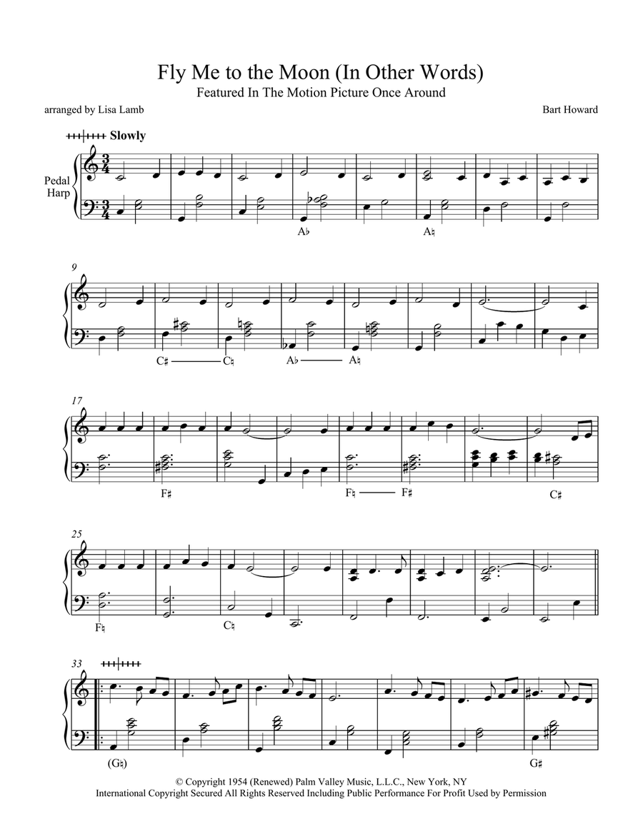 Fly Me To The Moon (In Other Words) Pedal Harp scores gallery preview page 1