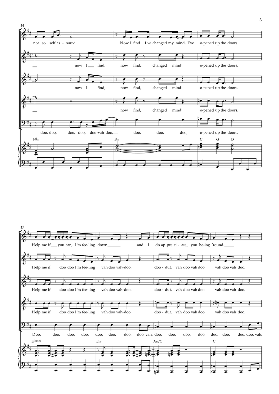 Help! by The Beatles 4-Part - Digital Sheet Music page 3
