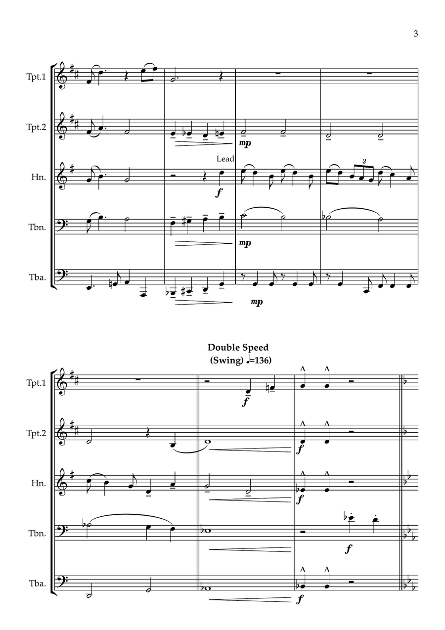 Medley: Bring Me Sunshine with You Are The Sunshine Of My Life, Tomorrow, On The Sunny Side Of Th... Brass Ensemble scores gallery preview page 3