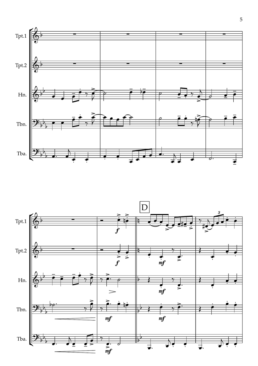 Medley: Bring Me Sunshine with You Are The Sunshine Of My Life, Tomorrow, On The Sunny Side Of Th... Brass Ensemble scores gallery preview page 5