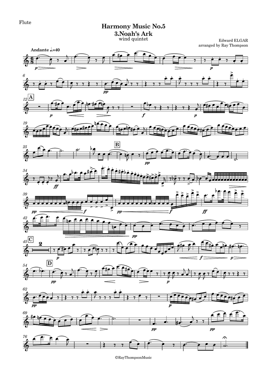 Elgar: Harmony Music No.5 Mvt.3 Noah’s Ark - wind quintet by Edward Elgar Woodwind Quintet - Digital Sheet Music page 5