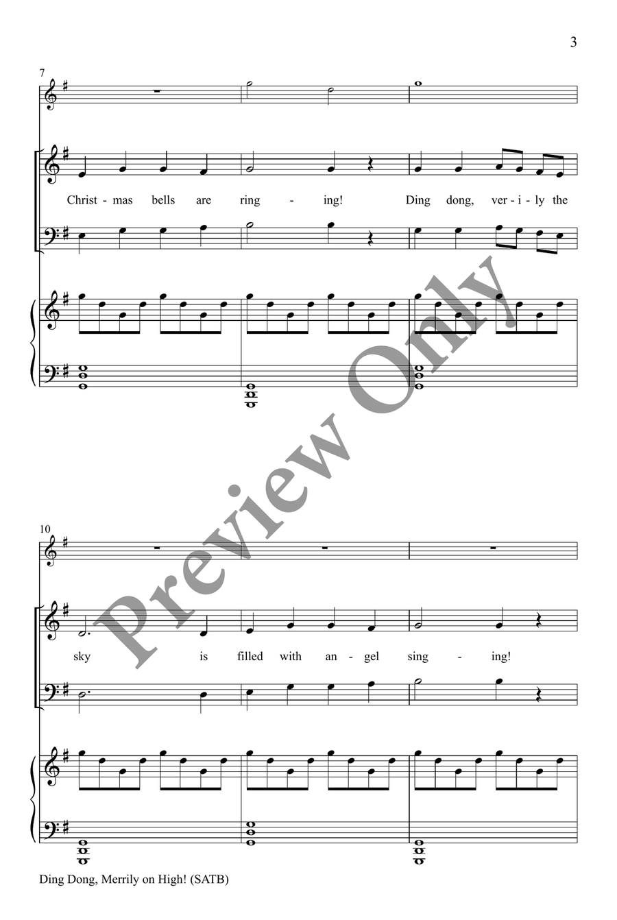 Ding Dong, Merrily on High! SATB 4-Part scores gallery preview page 3