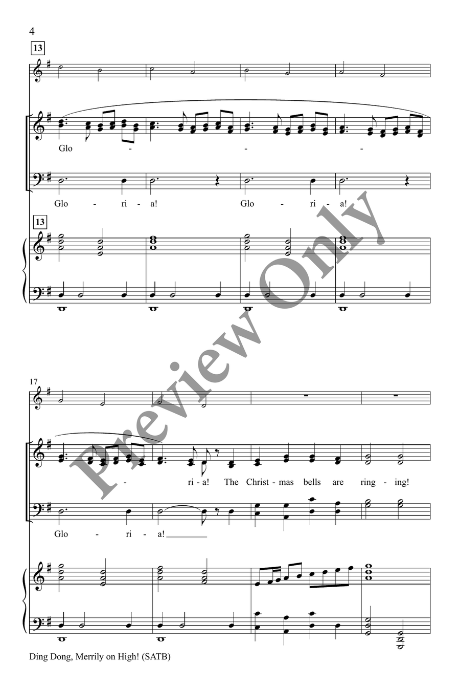Ding Dong, Merrily on High! SATB 4-Part scores gallery preview page 4