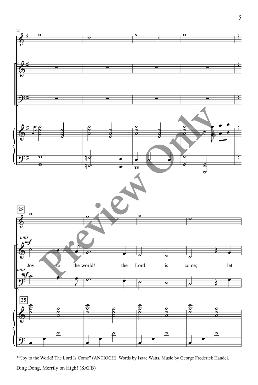 Ding Dong, Merrily on High! SATB 4-Part scores gallery preview page 5