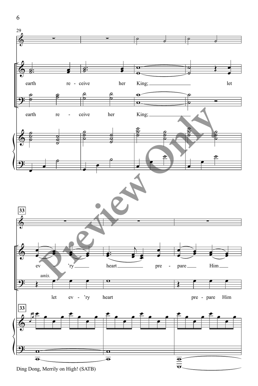 Ding Dong, Merrily on High! SATB 4-Part scores gallery preview page 6