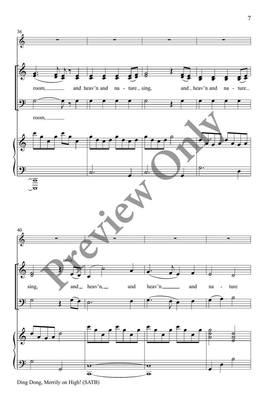 Ding Dong, Merrily on High! SATB 4-Part scores gallery preview page 7
