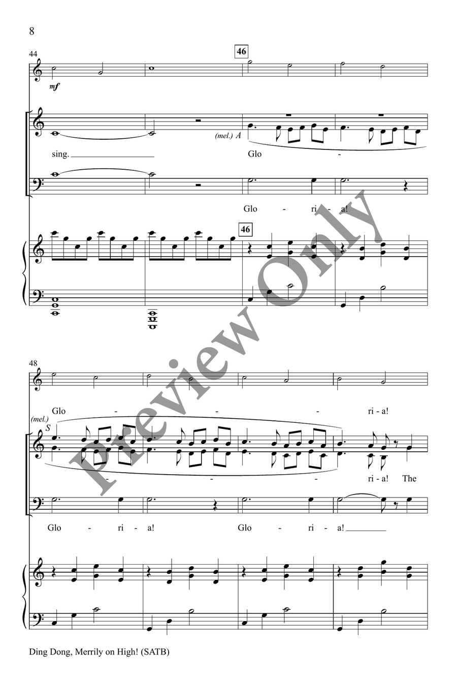 Ding Dong, Merrily on High! SATB 4-Part scores gallery preview page 8