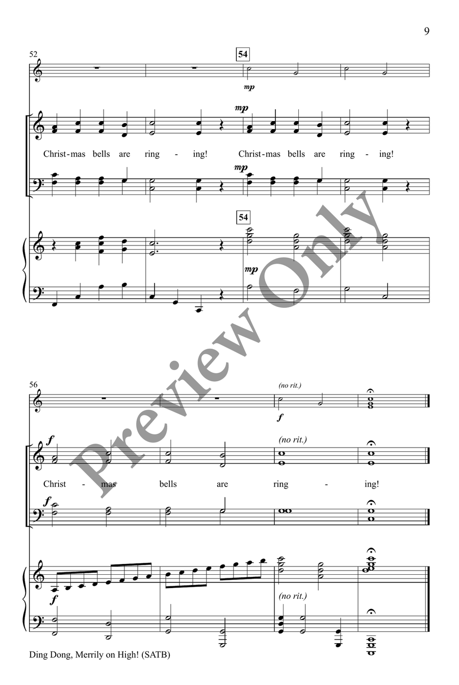 Ding Dong, Merrily on High! SATB 4-Part scores gallery preview page 9