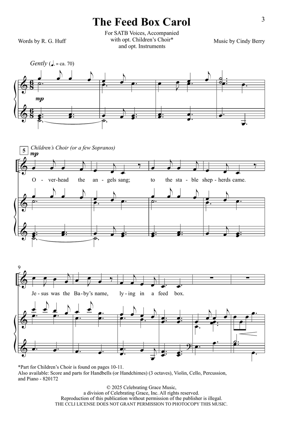 The Feed Box Carol (Digital) by Cindy Berry 4-Part - Digital Sheet Music page 2