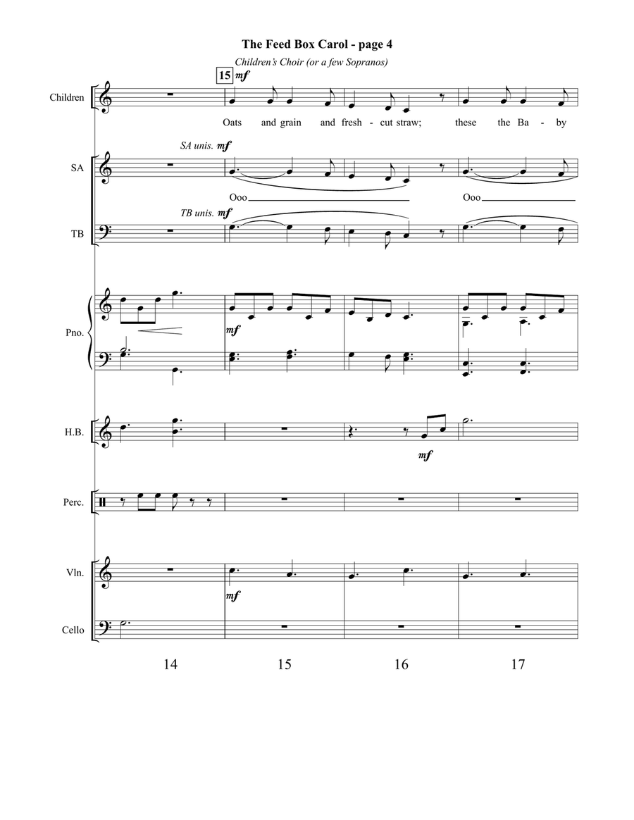 The Feed Box Carol Orchestration (Digital) by Cindy Berry 4-Part - Digital Sheet Music page 5