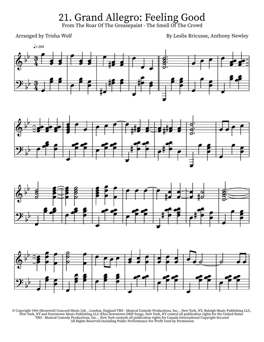 Feeling Good Feeling Good Piano Solo scores gallery preview page 1