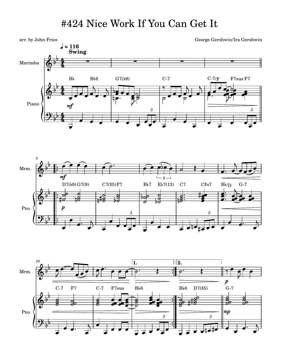 Nice Work If You Can Get It Marimba scores gallery preview page 1