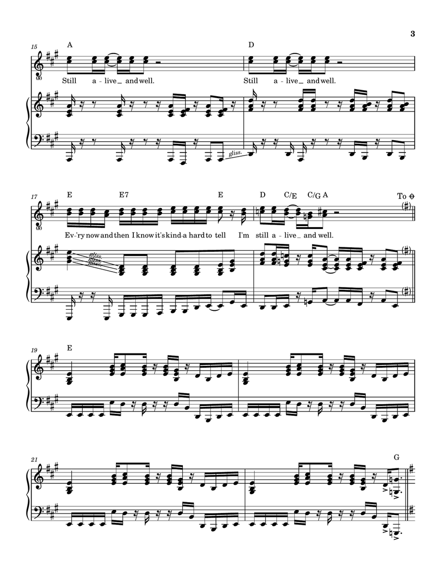 Still Alive And Well Piano, Vocal scores gallery preview page 4