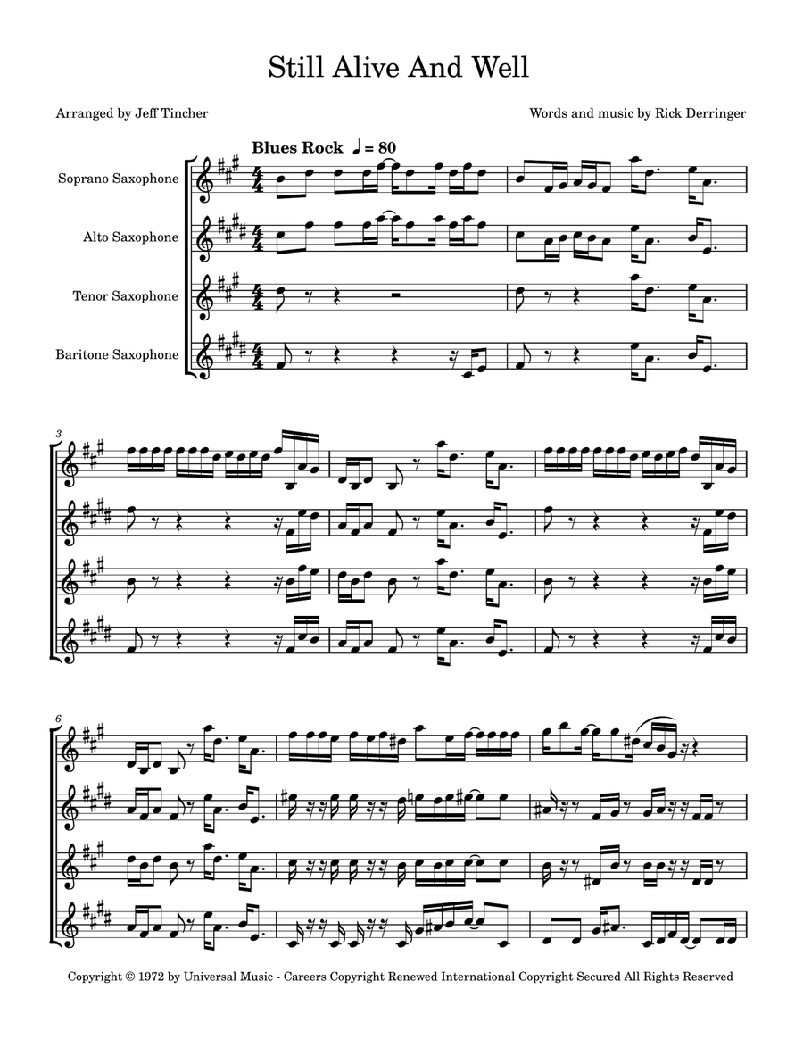 Still Alive And Well Saxophone Quartet scores gallery preview page 2