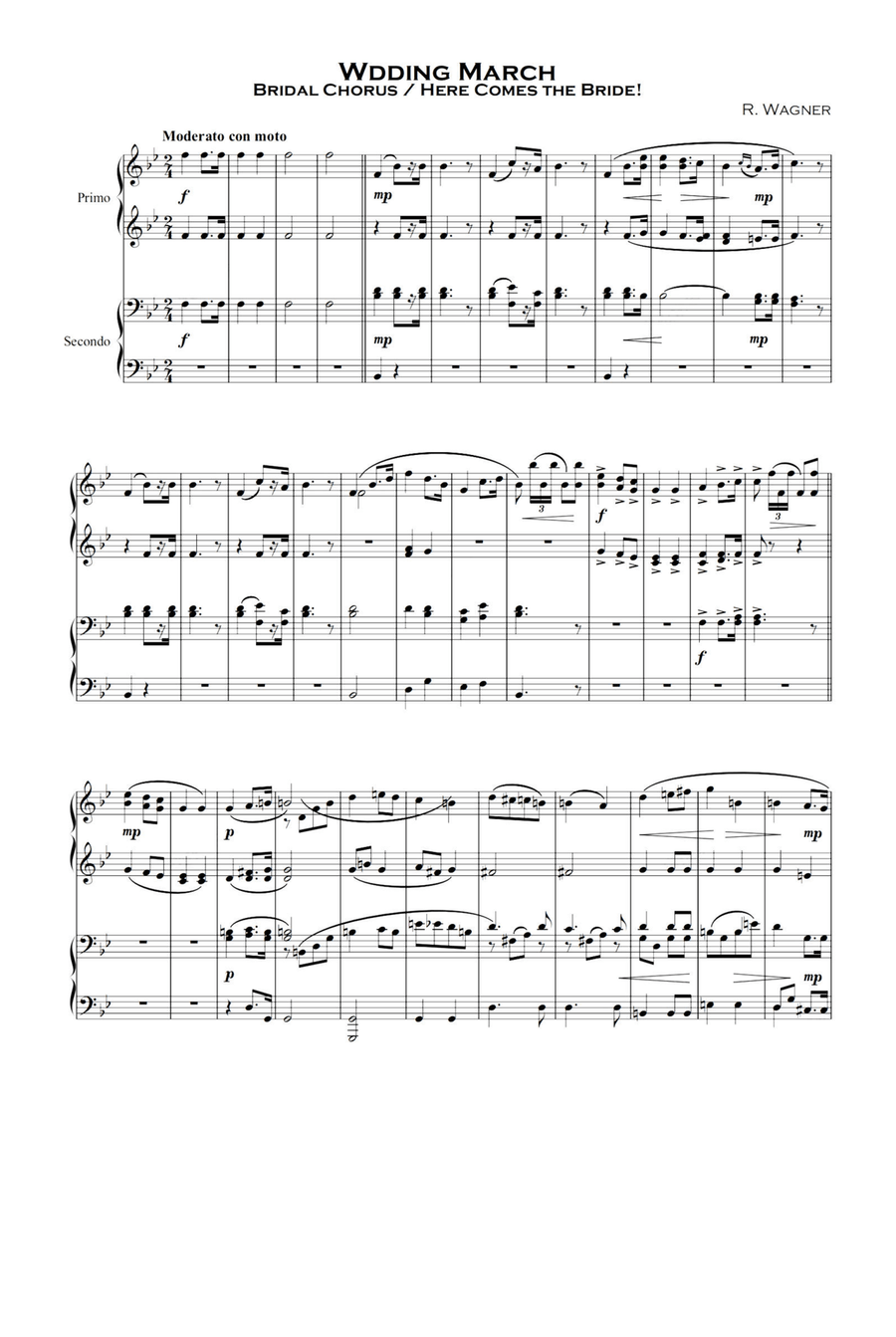 Wedding March - Richard Wagner Piano Duet scores gallery preview page 1