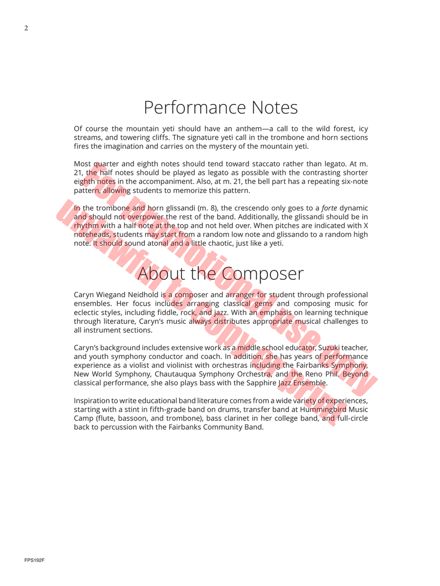 Anthem of the Mountain Yeti Concert Band scores gallery preview page 3