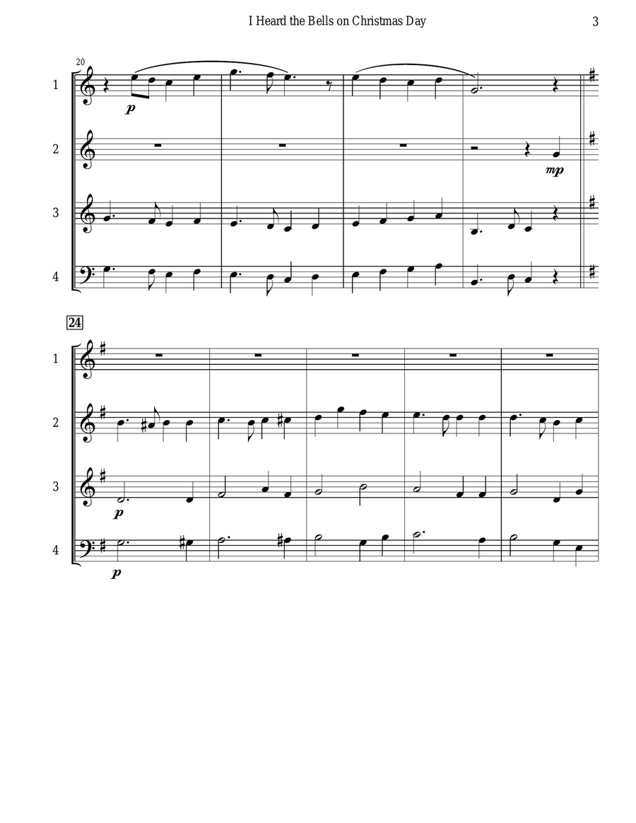 I Heard the Bells on Christmas Day (Woodwind Quartet) Small Ensemble scores gallery preview page 4