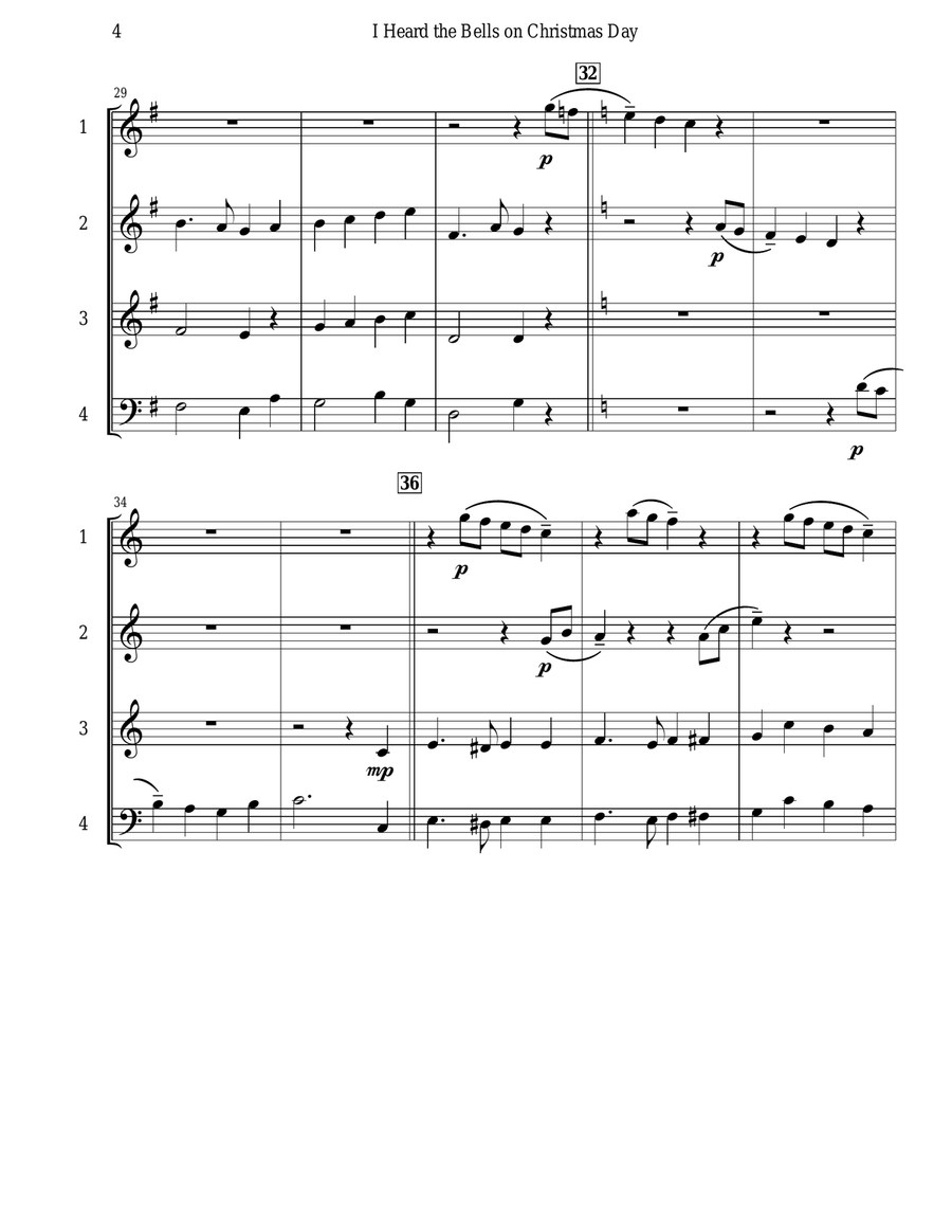 I Heard the Bells on Christmas Day (Woodwind Quartet) Small Ensemble scores gallery preview page 5