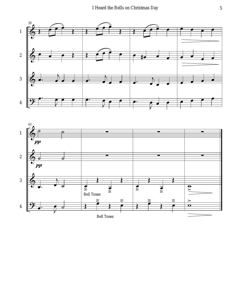 I Heard the Bells on Christmas Day (Woodwind Quartet) Small Ensemble scores gallery preview page 6
