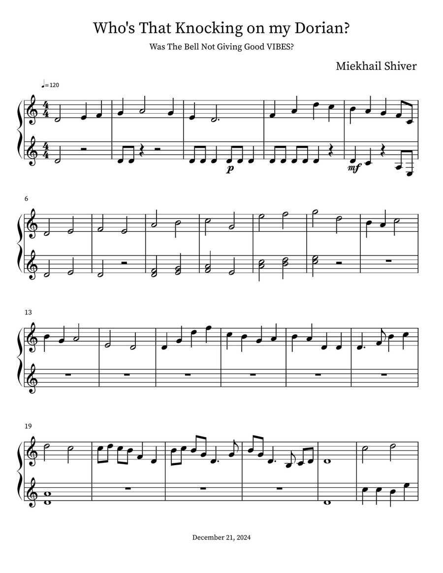 Who's That Knocking on my Dorian? Vibraphone scores gallery preview page 1